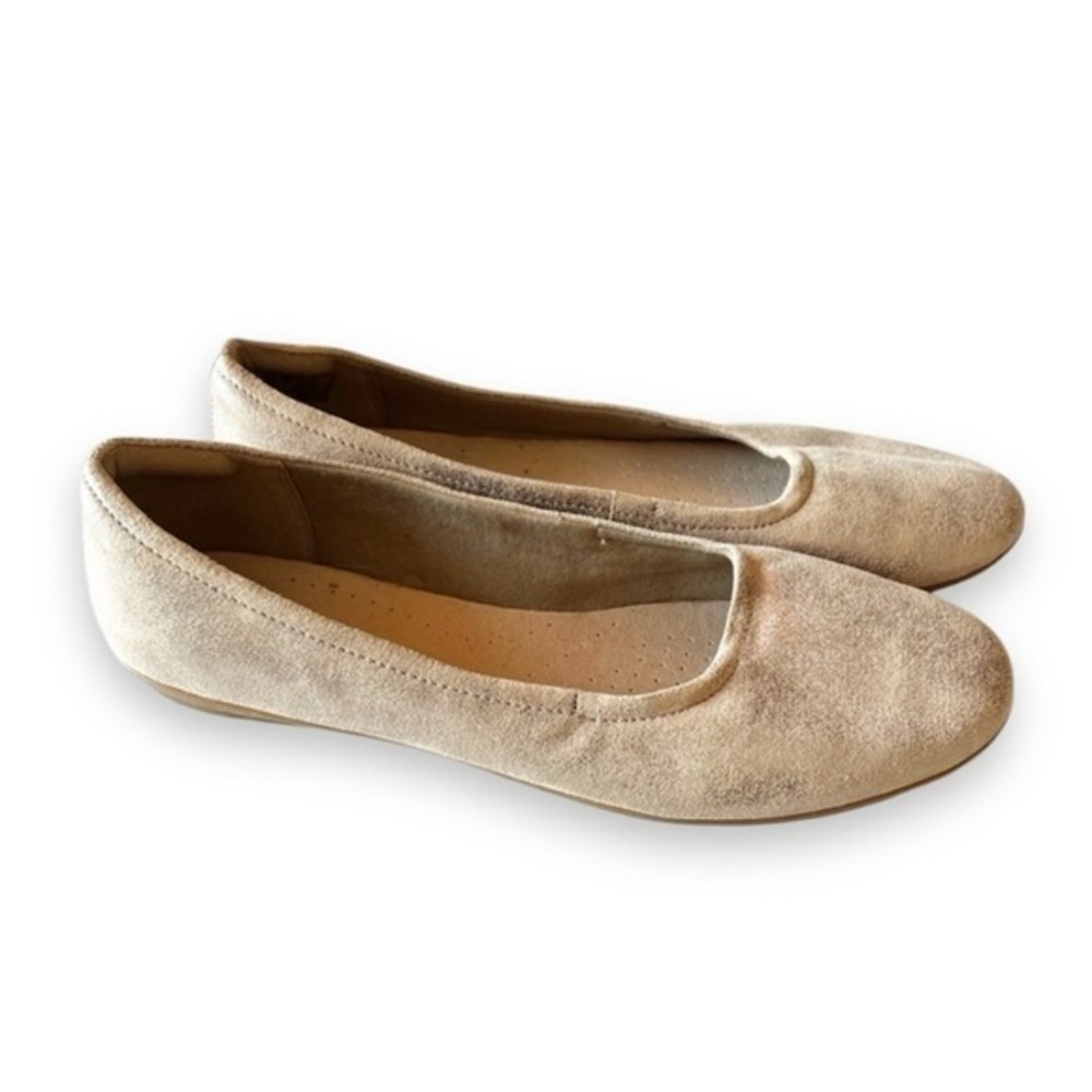 Clarks Collection Metallic Gold Leather Ballet Flat Women’s Size 12 Holiday Shoe